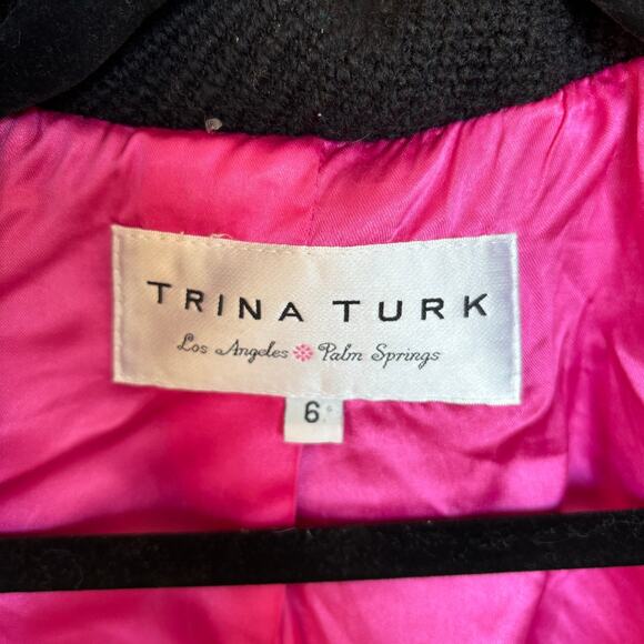 Trina Turk Black Wool Peacoat Women’s Size 6 Winter Trench Buttons - Picture 6 of 8